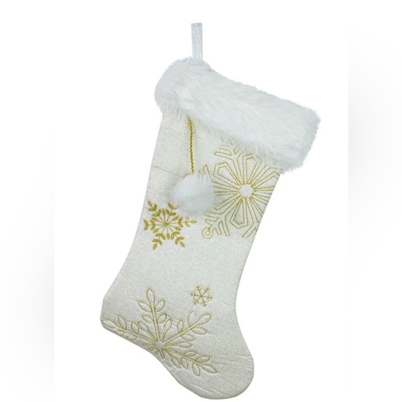 winter wonderlane Other - Northlight 20” Cream & Gold Faux Fur Christmas Stocking